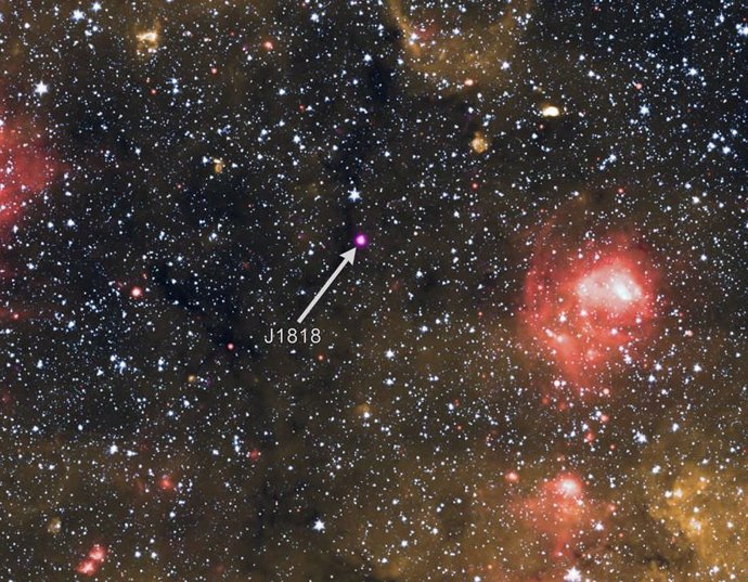 Esta imagen contiene una magnetar excepcional, un tipo de estrella de neutrones con campos magnéticos muy potentes.