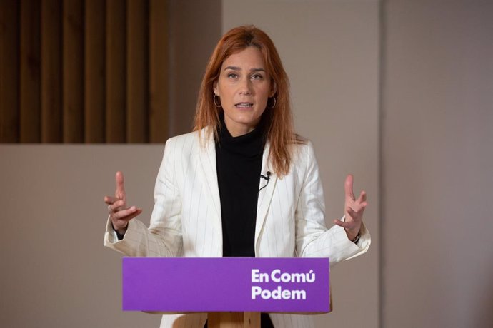 La candidata d'En Comú Podem a la presidncia de la Generalitat, Jéssica Albiach, durant una trobada digital d'Europa Press. Catalunya (Espanya), 11 de gener del 2020.