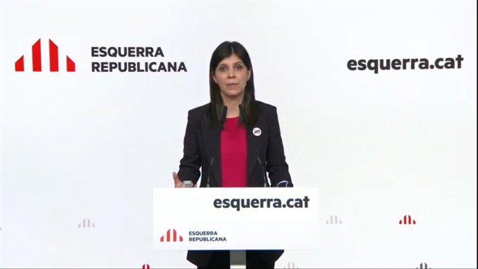 La secretaria general adjunta y portavoz de ERC, Marta Vilalta, en rueda de prensa telemática.