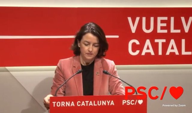 La viceprimera secretaria del PSC, Eva Granados, en rueda de prensa el 11 de enero de 2021