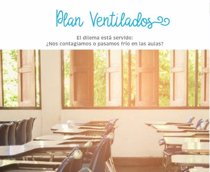 Imagen de la campaña de FEUSO sobre ventilación de las aulas