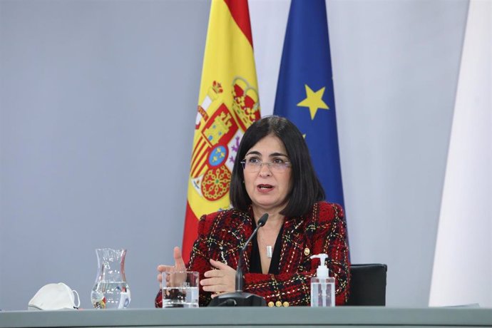 La ministra de Política Territorial, Carolina Darias en rueda de prensa tras la Reunión del Comité de seguimiento del coronavirus en el Complejo de la Moncloa, en Madrid, a 8 de enero de 2021.