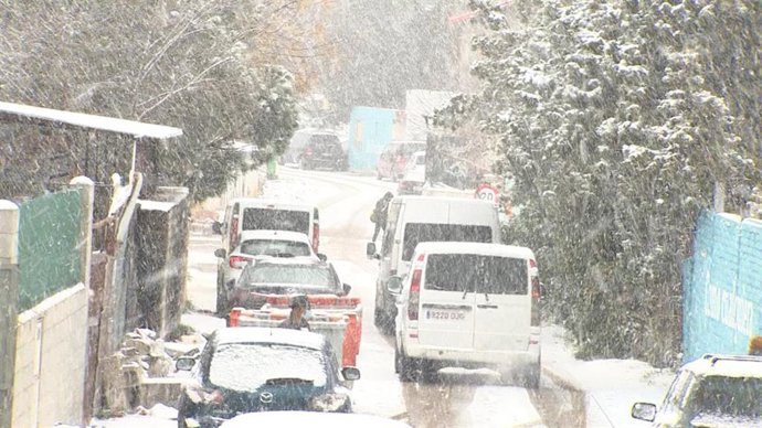 Imagen de la nevada en la Cañada Real Galiana (Madrid).