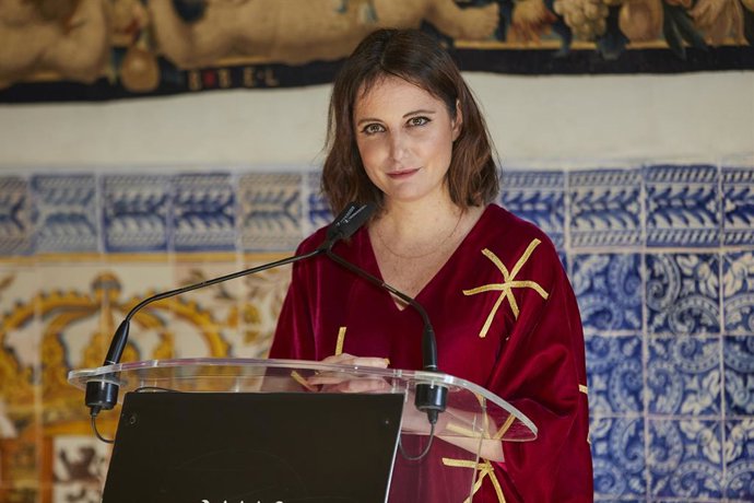 La delegada del Área de Cultura, Turismo y Deporte del Ayuntamiento de Madrid, Andrea Levy, durante una rueda de prensa para explicar cómo será la llegada de los Reyes Magos a la capital. 