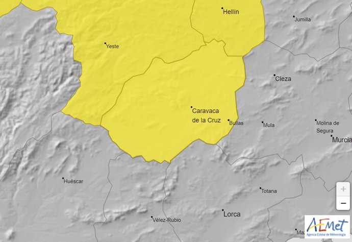 Aviso amarillo por temperaturas mínimas en la comarca del Noroeste (Murcia)