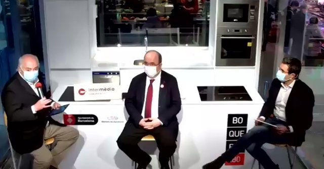 El primer secretario del PSC, Miquel Iceta, en un encuentro telemático este 12 de enero de 2021