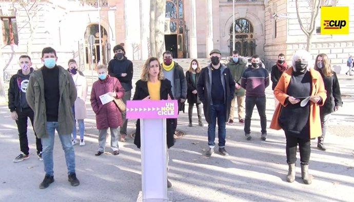 Roda de premsa telemtica de la CUP a les portes del TSJC, 12 de gener del 2021 a Barcelona.