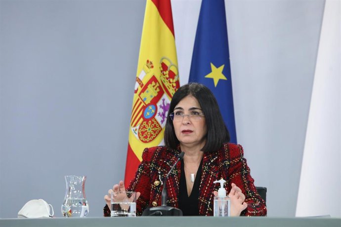 La ministra de Política Territorial, Carolina Darias en rueda de prensa tras la Reunión del Comité de seguimiento del coronavirus en el Complejo de la Moncloa, en Madrid, a 8 de enero de 2021. Ayer, 7 de enero, España superó los dos millones de casos de