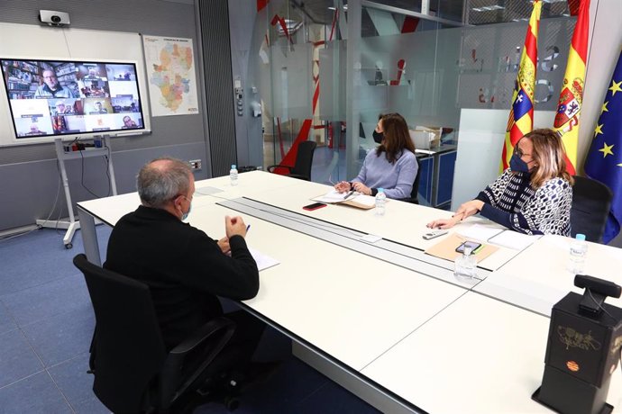 Reunión del Centro de Coordinación Operativa Integrada (CECOPI) de Aragón .