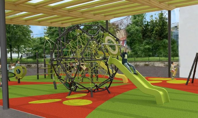 Infografía de la carpa de la plaza Eugenio Olabarrieta de Bilbao