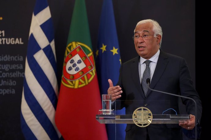 11 January 2021, Portugal, Lisbon: Portuguese Prime Minister Antonio Costa and Greek Prime Minister Kyriakos Mitsotakis (not pictured) hold a joint press conference after their meeting at the Sao Bento Palace. Photo: Pedro Fiuza/ZUMA Wire/dpa