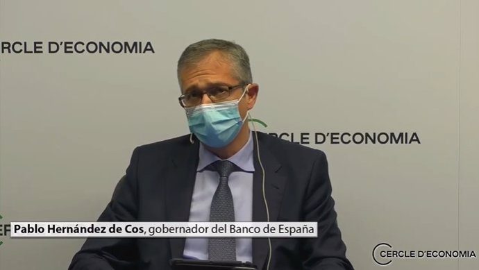 El gobernador del Banco de España, Pablo Hernández de Cos, este martes en una sesión del Círculo de Economía