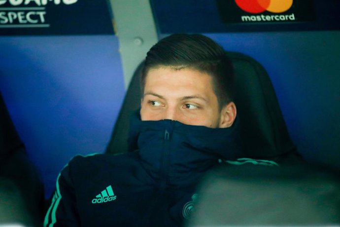 Luka Jovic of Real Madrid looks on during the UEFA Champions League football match played between Real Madrid and Manchester City at Santiago Bernabeu stadium on January 26, 2020 in Madrid, Spain.