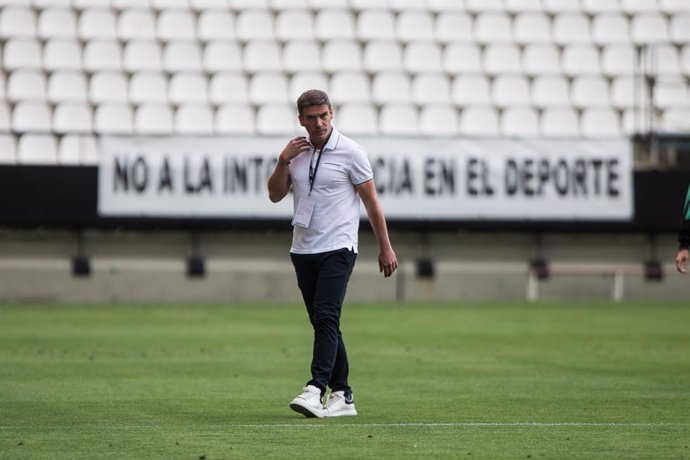 Luis Miguel Carrion, coach of Numancia during the spanish league, LaLiga, football match played between Rayo Vallecano and Club Deportivo Numancia at Vallecas Stadium on July 9, 2020 in Madrid, Spain.