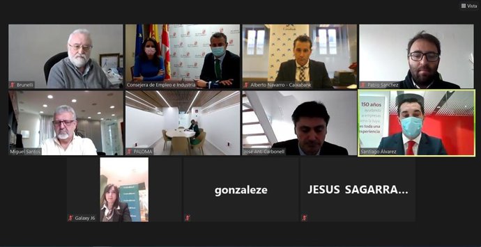 Pantallazo de la reunión telemática presididad por Amigo para la formación de créditos con entidades de la Economía Social
