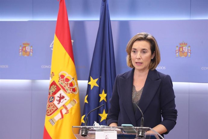 La portavoz parlamentaria del PP, Cuca Gamarra, comparece en rueda de prensa posterior a la reunión de la Junta de Portavoces en el Congreso de los Diputados, en Madrid (España), a 9 de diciembre de 2020.