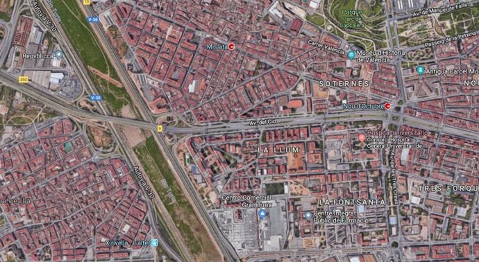 Avenida del Cid entre Mislata y el barrio de La Llum (Valncia)