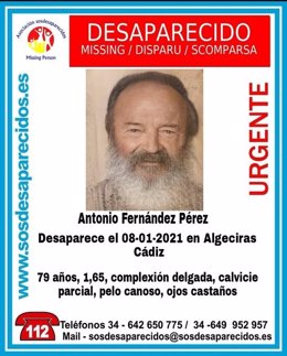 Cartel alertando de la desaparición de Antonio Fernández