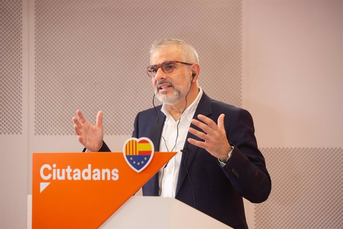 El candidat de Ciutadans a la presidncia de la Generalitat en una trobada digital d'Europa Press. Catalunya (Espanya), 14 de gener del 2021.