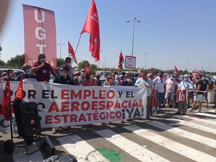 Imagen de archivo de una movilización de UGT por Airbus