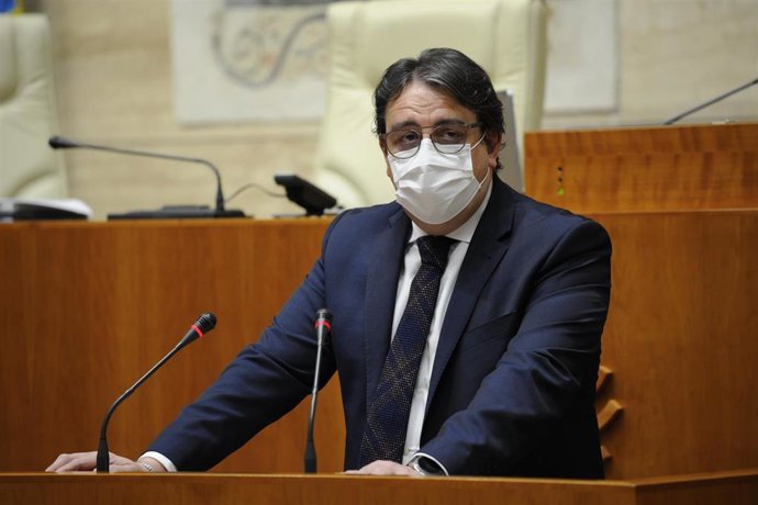 El vicepresidente segundo y consejero de Sanidad y Servicios Sociales, José María Vergeles, en la Asamblea.