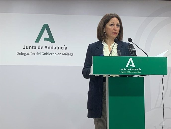 La delegada del Gobierno andaluz en Málaga, Patricia Navarro, en rueda de prensa