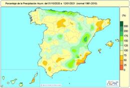 Las nieves de 'Filomena' empiezan a calar en el balance de precipitaciones, cuyo déficit se reduce del 11 al 7%.
