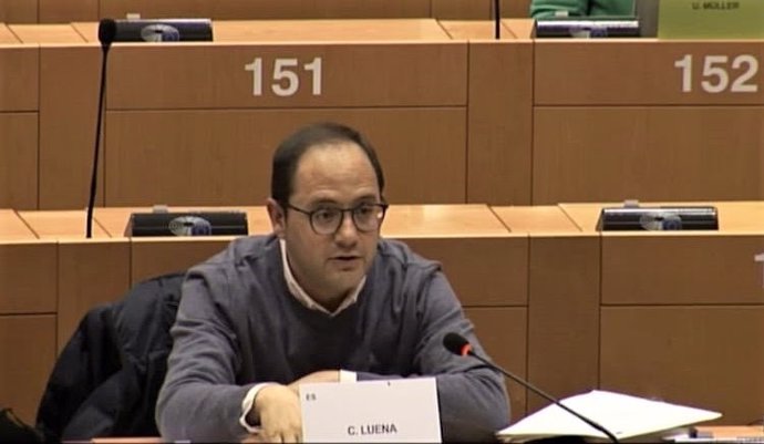 El eurodiputado del PSOE riojano, César Luena, en una intervención en el Parlamento Europeo