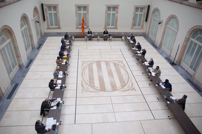 Vista del Parlament de Catalunya durant una reunió de la taula de partits catalans sobre les eleccions, a Barcelona, Catalunya (Espanya), a 4 de desembre de 2020.