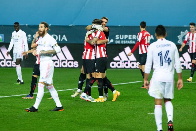 Victory of Athetic Bilbao during the Spanish SuperCup Second Semifinal between Athletic Club Bilbao and Real Madrid Club de Futbol at La Rosaleda Stadium on January 14, 2021 in Malaga, Spain.