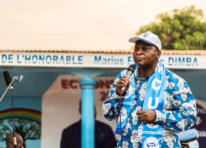 El presidente centroafricano, Faustin-Archange Touadéra, en un acto de campaña