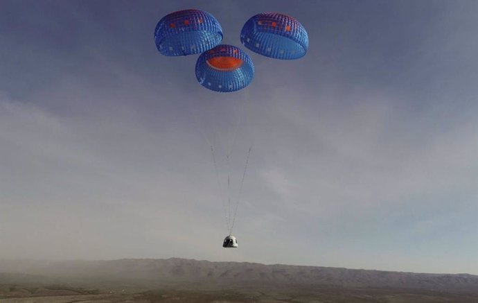 Aterrizaje de la Blue Shepard tripulable de Blue Origin el 14 de enero de 2021