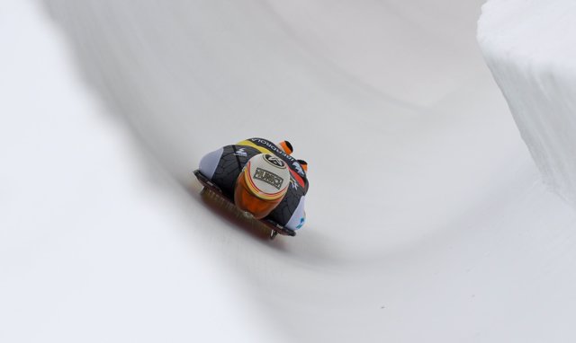 El piloto español de skeleton Ander Mirambell en su participación de la Copa del Mundo en Saint-Moritz (Suiza) en enero de 2021
