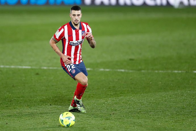 Mario Hermoso of Atletico de Madrid in action during the spanish league, La Liga Santander, football match played between Real Madrid and Atletico de Madrid at Ciudad Deportiva Real Madrid on december 12, 2020, in Valdebebas, Madrid, Spain