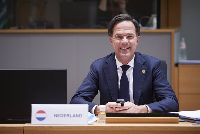 HANDOUT - 11 December 2020, Belgium, Brussels: Dutch Prime Minister Mark Rutte attends a round table meeting at the two days face-to-face European Council summit. Photo: Mario Salerno/EU Council/dpa - ATTENTION: editorial use only and only if the credit