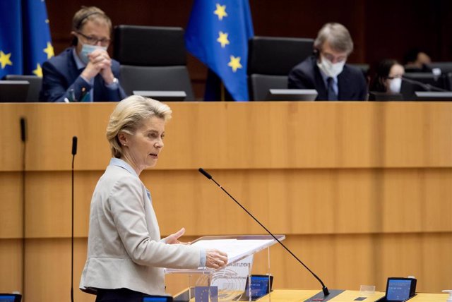 Ursula Von Der Leyen, en una comparecencia en el Parlamento Europeo, en Bruselas