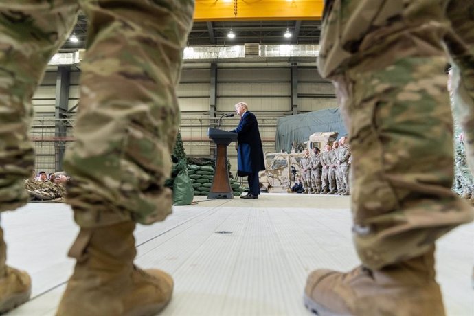 El presidente de Estados Unidos, Donald Trump, en una visita a las tropas estadounidenses en Afganistán