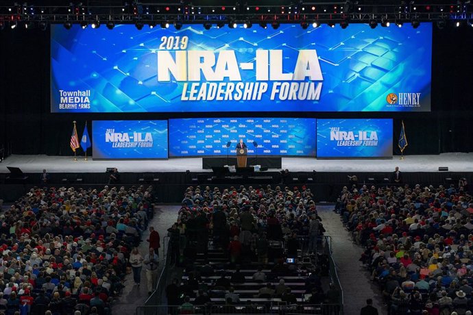 April 26, 2019 - Indianapolis, Indiana, United States: US President Donald J. Trump addresses his remarks at the National Rifle Association annual convention. (Tia Dufour/White House/Contacto)