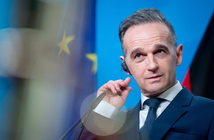 15 January 2021, Berlin: Heiko Maas, German Foreign Minister, attends a joint press conference with Dorde Radulovic (not pictured), Foreign Minister of Montenegro, after their meeting at the German Foreign Office. Photo: Kay Nietfeld/dpa-Pool/dpa