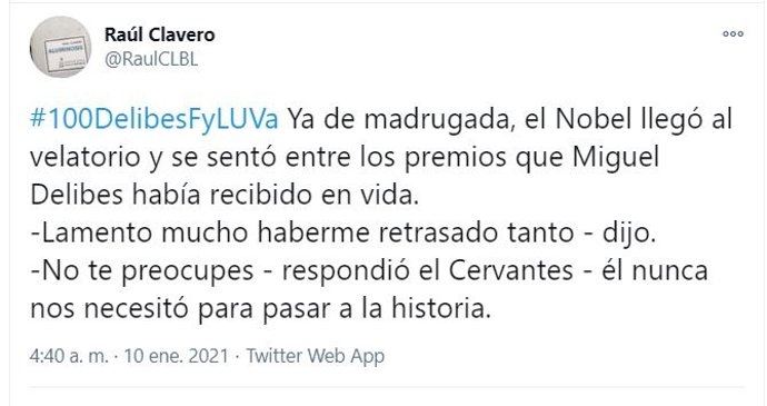 'Microrrelato' Ganador Del Concurso Por El Centenario De Miguel Delibes.
