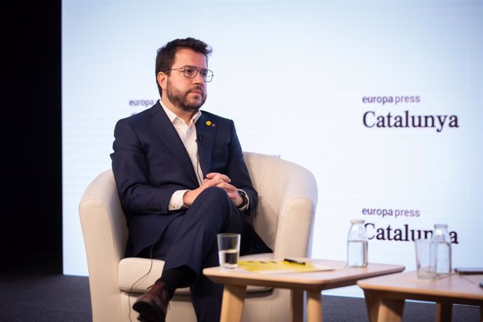 El vicepresident del Govern i candidat d'ERC a les eleccions catalanes, Pere Aragons, en la trobada digital d'Europa Press.