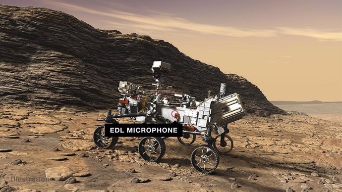Ubicación del micrófono EDL en el rover Perseverance