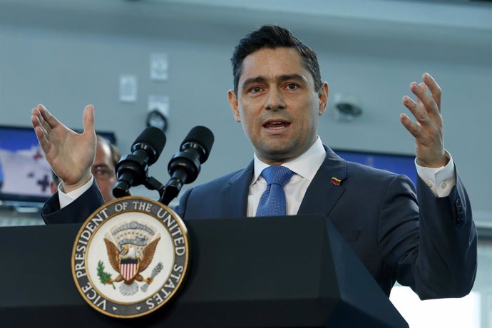Carlos Vecchio en una intervención frente al Gobierno de Estados Unidos.
