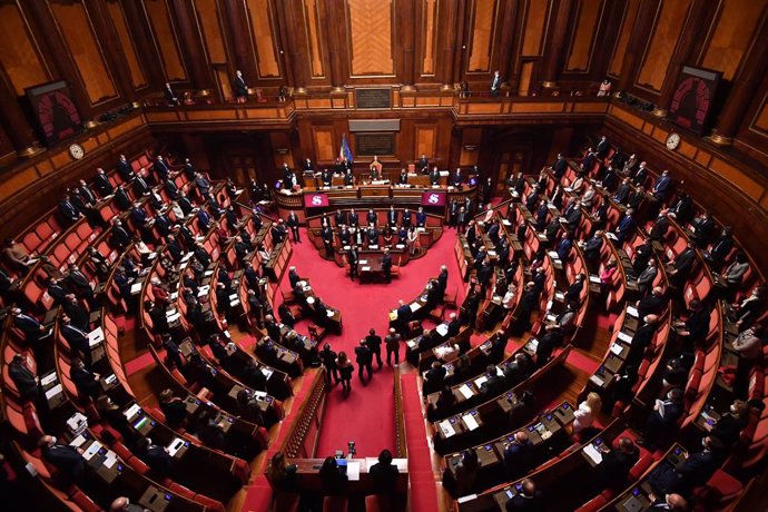 19 January 2021, Italy, Rome: A general view of the Senate during the speech of Italian Prime Minister Giuseppe Conte ahead of a vote of confidence following a breakdown of government alliances, after the Italia Viva party of former prime minister Matte