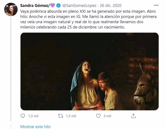 Tweet de Sandra Gómez sobre la polémica