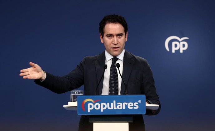 El secretario general del PP, Teodoro García Egea, en rueda de prensa 