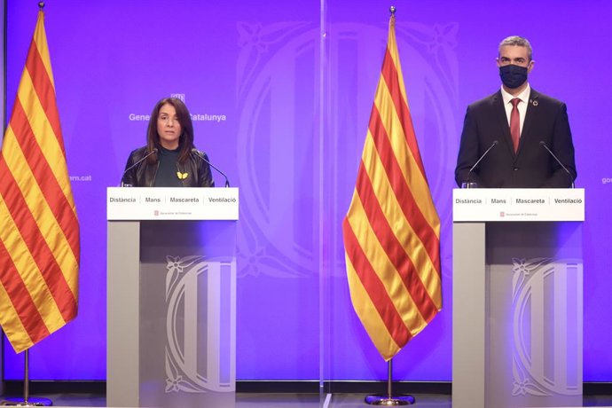 La portaveu del Govern, Meritxell Budó, i el conseller d'Acció Exterior, Bernat Solé