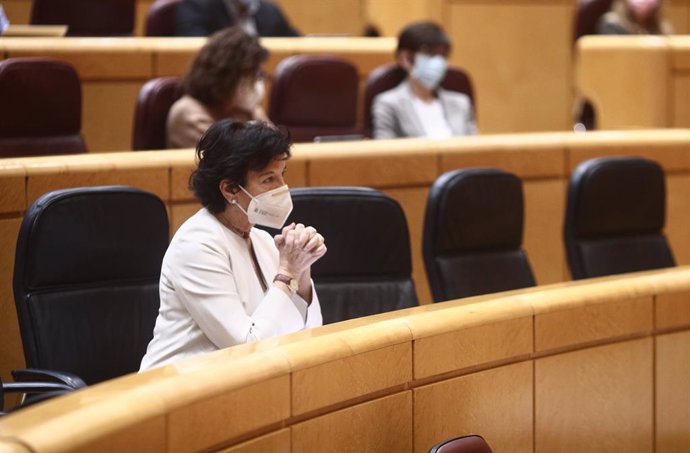 La ministra d'Educació, Isabel Celaá durant una sessió plenria al Senat. Madrid (Espanya), 23 de desembre del 2020.