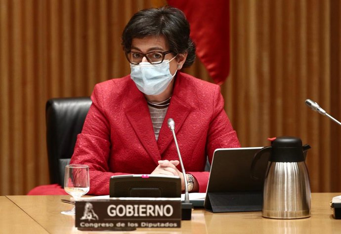 La Ministra de Asuntos Exteriores, Unión Europea y Cooperación, Arancha González Laya, durante una Comisión Mixta para la Unión Europea en el Congreso de los Diputados para informar sobre el principio de acuerdo entre España y el Reino Unido sobre Gibra