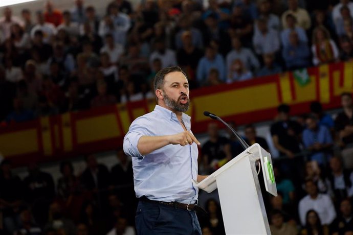 El presidente de Vox, Santiago Abascal,en un mitin en Murcia en octubre de 2019